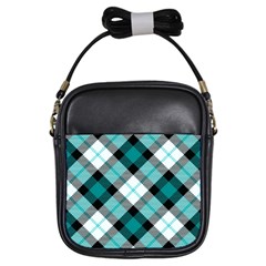 Smart Plaid Teal Girls Sling Bags by ImpressiveMoments