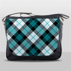 Smart Plaid Teal Messenger Bags by ImpressiveMoments