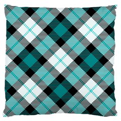 Smart Plaid Teal Large Cushion Cases (one Side)  by ImpressiveMoments