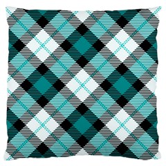 Smart Plaid Teal Large Flano Cushion Cases (one Side)  by ImpressiveMoments