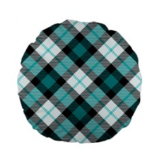 Smart Plaid Teal Standard 15  Premium Flano Round Cushions by ImpressiveMoments