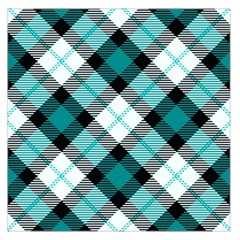 Smart Plaid Teal Large Satin Scarf (square) by ImpressiveMoments