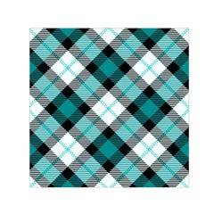 Smart Plaid Teal Small Satin Scarf (square)  by ImpressiveMoments