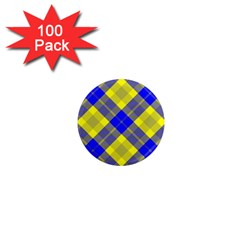 Smart Plaid Blue Yellow 1  Mini Magnets (100 Pack)  by ImpressiveMoments