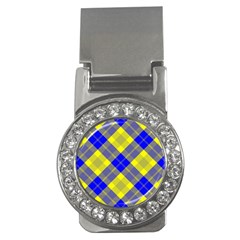 Smart Plaid Blue Yellow Money Clips (cz)  by ImpressiveMoments