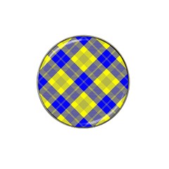 Smart Plaid Blue Yellow Hat Clip Ball Marker (4 Pack) by ImpressiveMoments