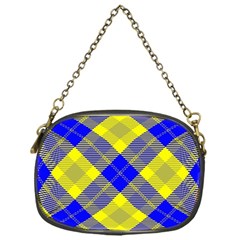 Smart Plaid Blue Yellow Chain Purses (one Side)  by ImpressiveMoments