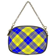 Smart Plaid Blue Yellow Chain Purses (two Sides)  by ImpressiveMoments