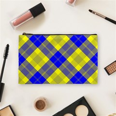 Smart Plaid Blue Yellow Cosmetic Bag (medium)  by ImpressiveMoments