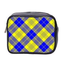 Smart Plaid Blue Yellow Mini Toiletries Bag 2-side by ImpressiveMoments