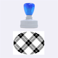 Smart Plaid Blue Yellow Rubber Oval Stamps by ImpressiveMoments