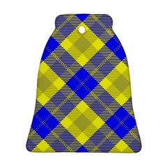 Smart Plaid Blue Yellow Bell Ornament (2 Sides) by ImpressiveMoments