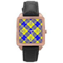 Smart Plaid Blue Yellow Rose Gold Watches by ImpressiveMoments