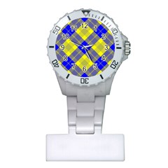 Smart Plaid Blue Yellow Nurses Watches by ImpressiveMoments