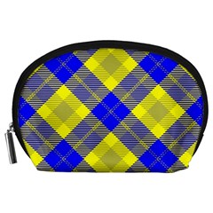 Smart Plaid Blue Yellow Accessory Pouches (large)  by ImpressiveMoments