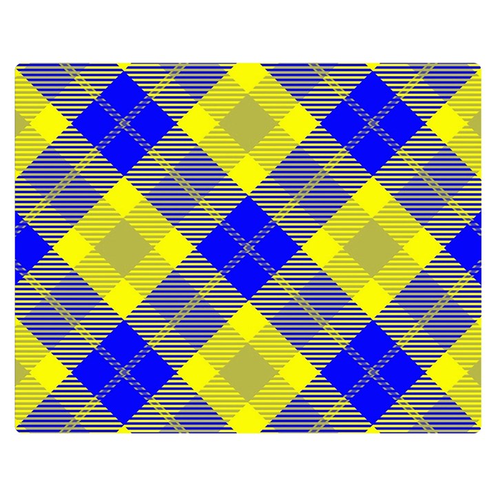 Smart Plaid Blue Yellow Double Sided Flano Blanket (Medium) 