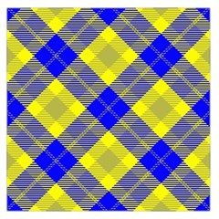 Smart Plaid Blue Yellow Large Satin Scarf (square) by ImpressiveMoments