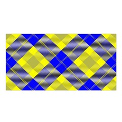 Smart Plaid Blue Yellow Satin Shawl by ImpressiveMoments