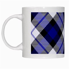 Smart Plaid Blue White Mugs by ImpressiveMoments