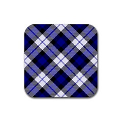 Smart Plaid Blue Rubber Coaster (square)  by ImpressiveMoments