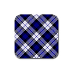 Smart Plaid Blue Rubber Square Coaster (4 Pack)  by ImpressiveMoments