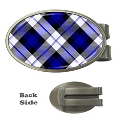 Smart Plaid Blue Money Clips (oval)  by ImpressiveMoments