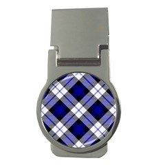 Smart Plaid Blue Money Clips (round)  by ImpressiveMoments