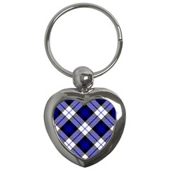 Smart Plaid Blue Key Chains (heart)  by ImpressiveMoments