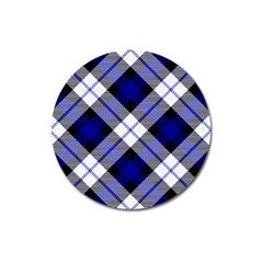 Smart Plaid Blue Magnet 3  (round) by ImpressiveMoments