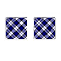 Smart Plaid Blue Cufflinks (square) by ImpressiveMoments