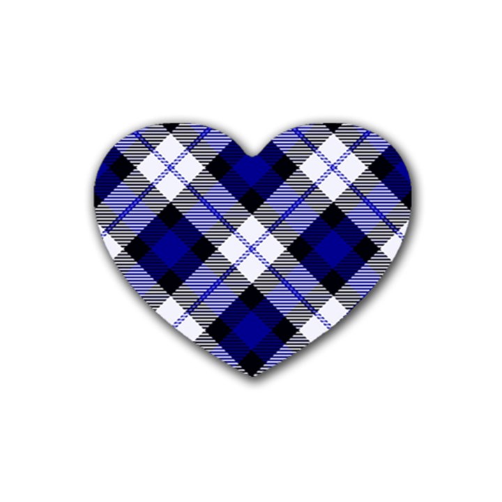 Smart Plaid Blue Heart Coaster (4 pack) 