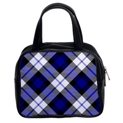 Smart Plaid Blue Classic Handbags (2 Sides) by ImpressiveMoments