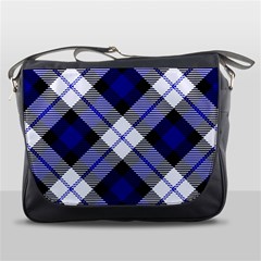 Smart Plaid Blue Messenger Bags by ImpressiveMoments