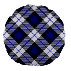 Smart Plaid Blue Large 18  Premium Flano Round Cushions by ImpressiveMoments