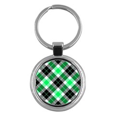 Smart Plaid Green Key Chains (round)  by ImpressiveMoments