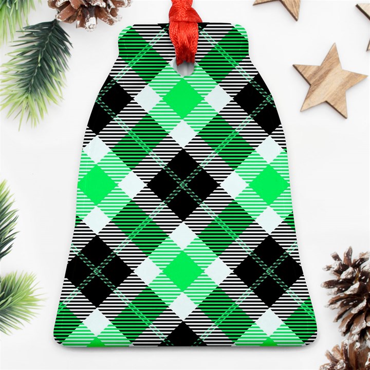 Smart Plaid Green Bell Ornament (2 Sides)