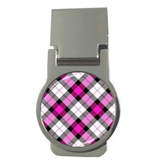 Smart Plaid Hot Pink Money Clips (round)  by ImpressiveMoments