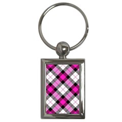 Smart Plaid Hot Pink Key Chains (rectangle)  by ImpressiveMoments