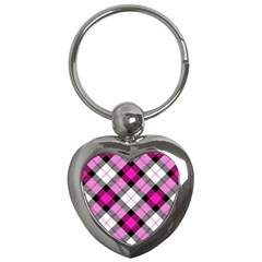 Smart Plaid Hot Pink Key Chains (heart)  by ImpressiveMoments