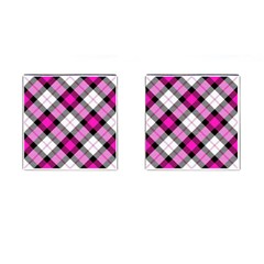 Smart Plaid Hot Pink Cufflinks (square) by ImpressiveMoments