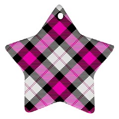 Smart Plaid Hot Pink Star Ornament (two Sides)  by ImpressiveMoments