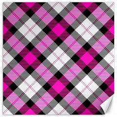 Smart Plaid Hot Pink Canvas 12  X 12   by ImpressiveMoments