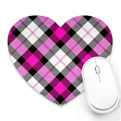 Smart Plaid Hot Pink Heart Mousepads by ImpressiveMoments