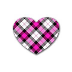 Smart Plaid Hot Pink Heart Coaster (4 Pack)  by ImpressiveMoments