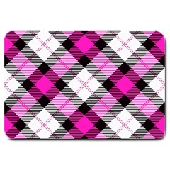 Smart Plaid Hot Pink Large Doormat  by ImpressiveMoments