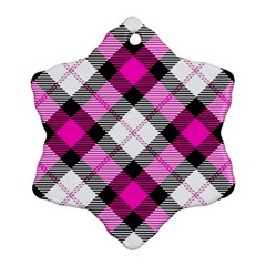 Smart Plaid Hot Pink Ornament (snowflake)  by ImpressiveMoments