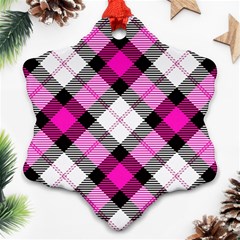 Smart Plaid Hot Pink Snowflake Ornament (2-side) by ImpressiveMoments