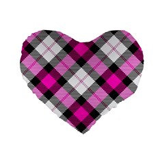 Smart Plaid Hot Pink Standard 16  Premium Heart Shape Cushions by ImpressiveMoments