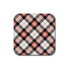 Smart Plaid Peach Rubber Coaster (square)  by ImpressiveMoments