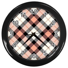 Smart Plaid Peach Wall Clocks (black) by ImpressiveMoments